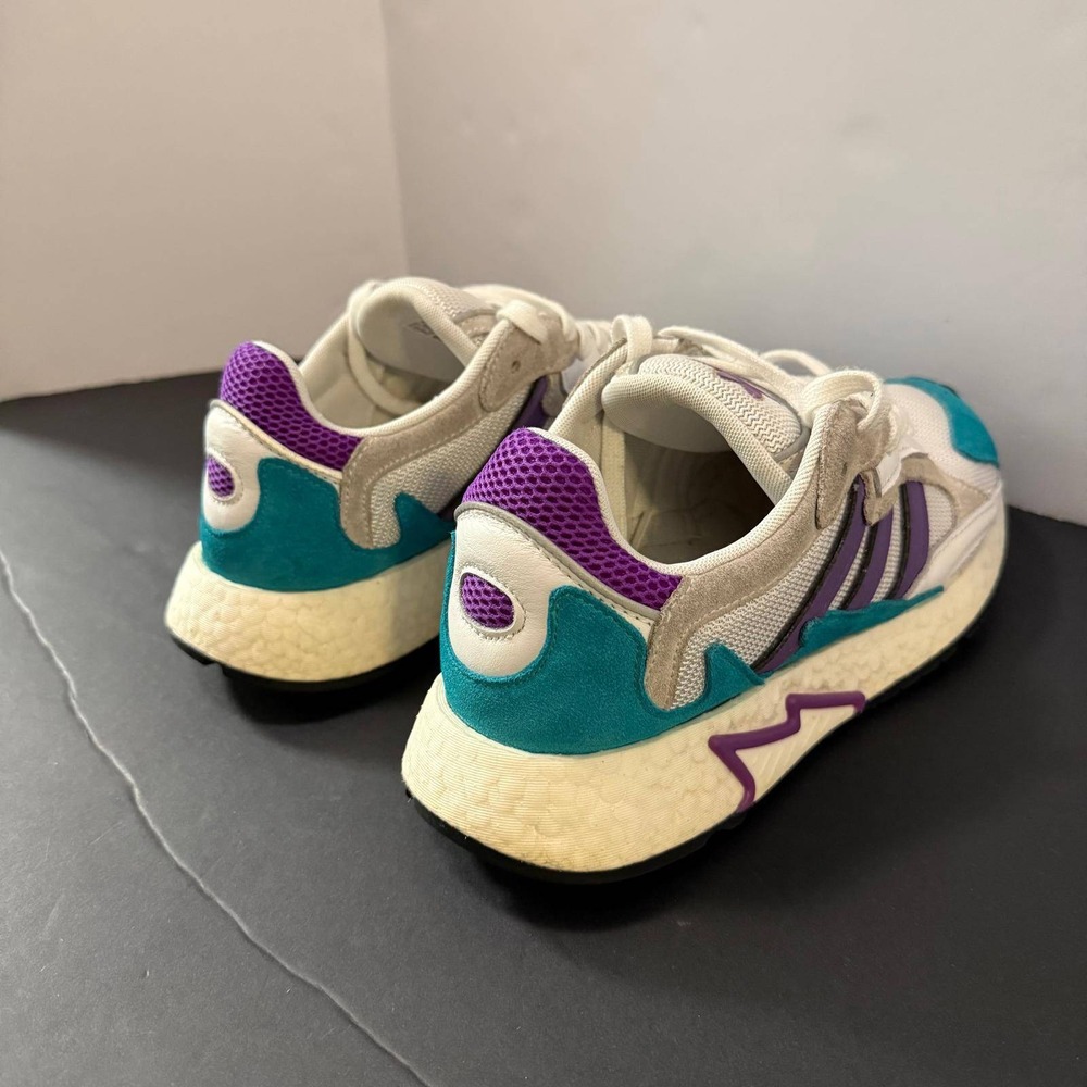 Adidas Tres Run Mens 8 Crystal White Shock Purple Active Teal Boost EH1352 - Picture 12 of 16